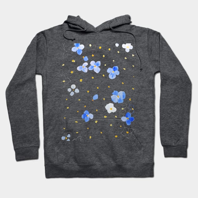 forget me not flower pattern line and watercolor Hoodie by colorandcolor